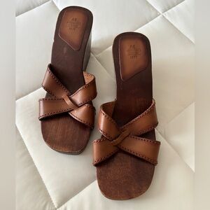 American Eagle Outfitters Brown Leather Wedges, size 8.5